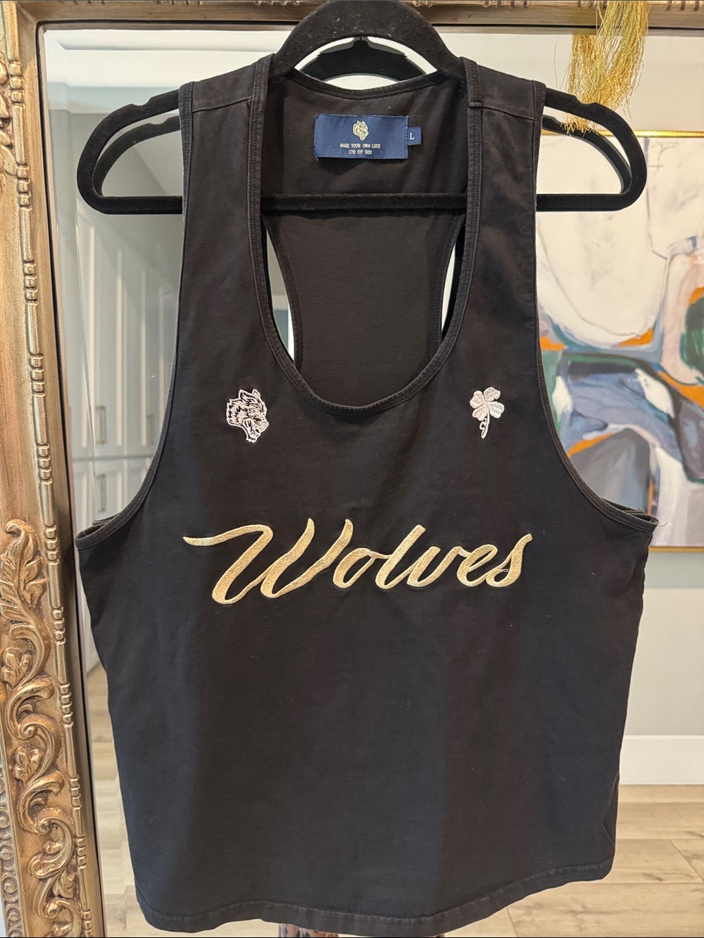 Darc Sport Black Tank with Gold "Wolves" Script